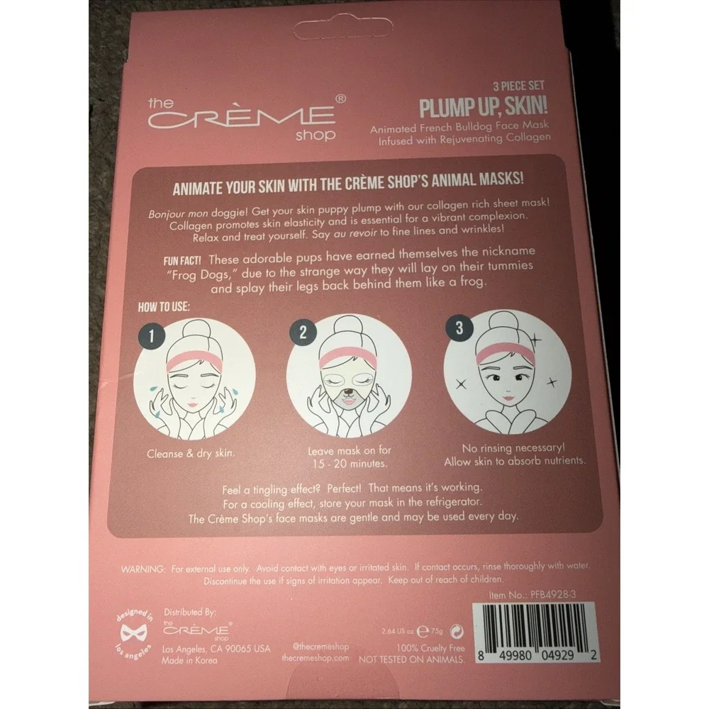 The‎ Creme Shop 3 Pack Plump Up, Skin! Animated French Bulldog Face Masks